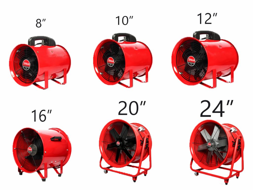 ขนาด พัดลมดูดอากาศ